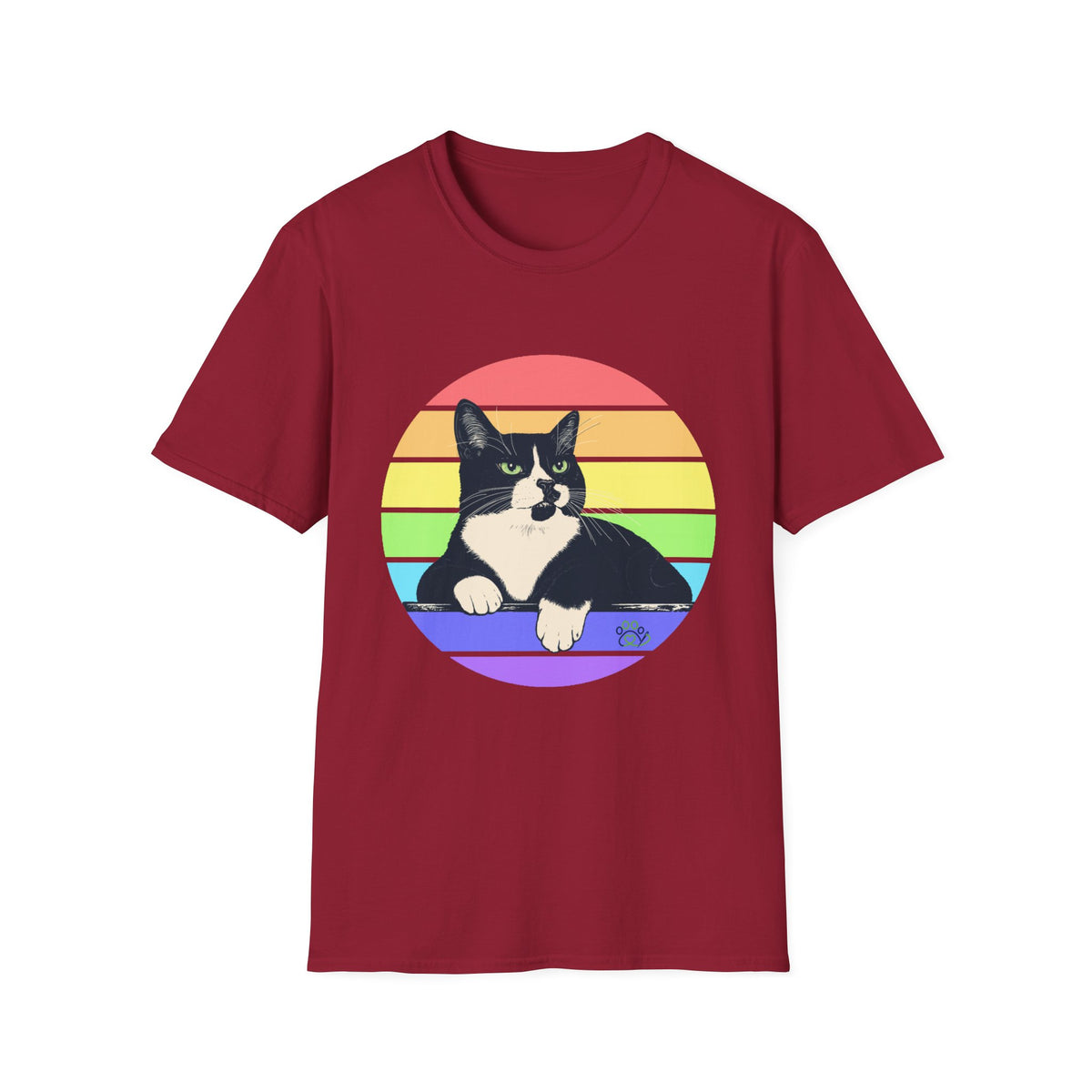 Charlie Tuxedo Cat Rainbow Retro Pride Cat T-Shirt