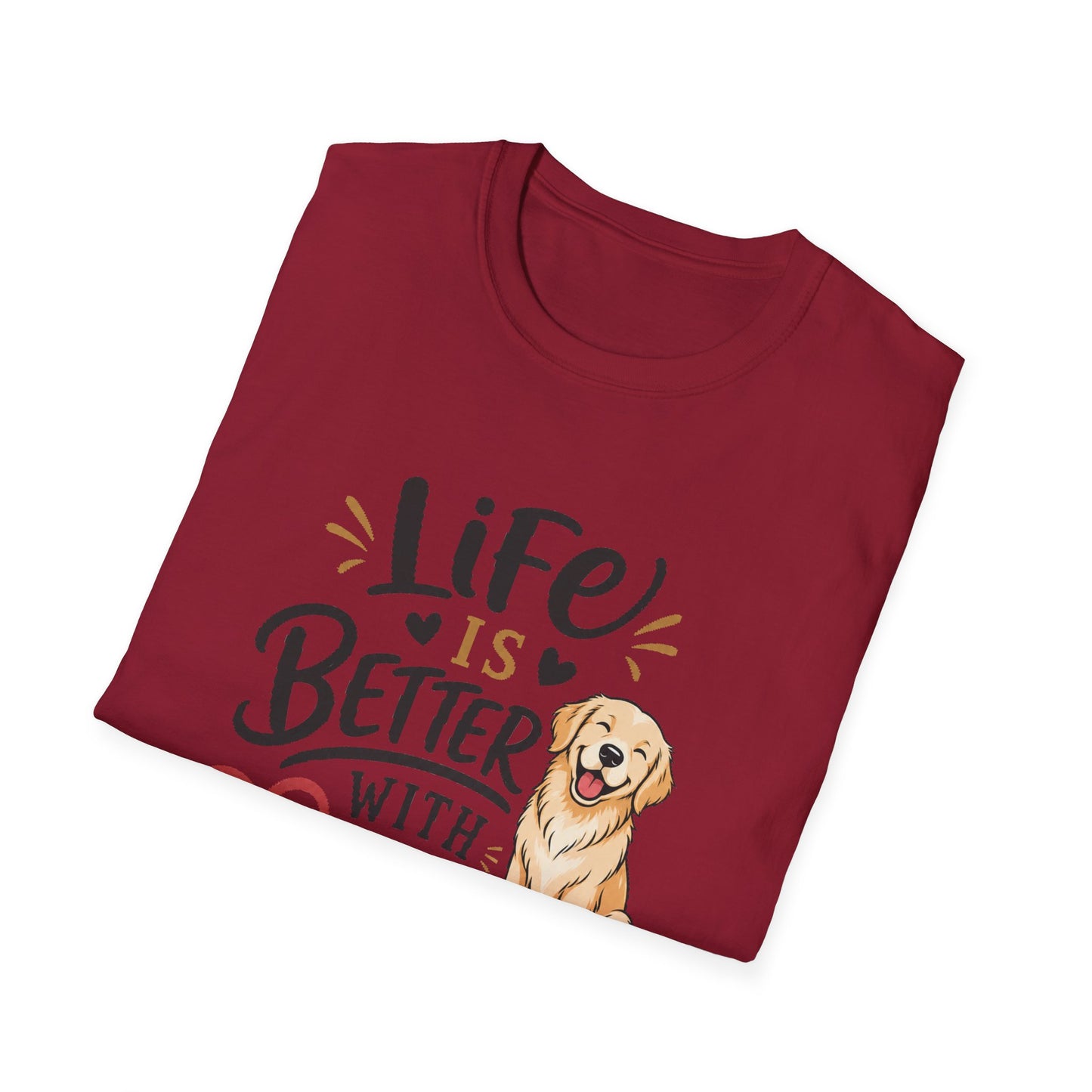 Life Is Better With A Dog T-Shirt – Golden Retriever Dog Lover Tee