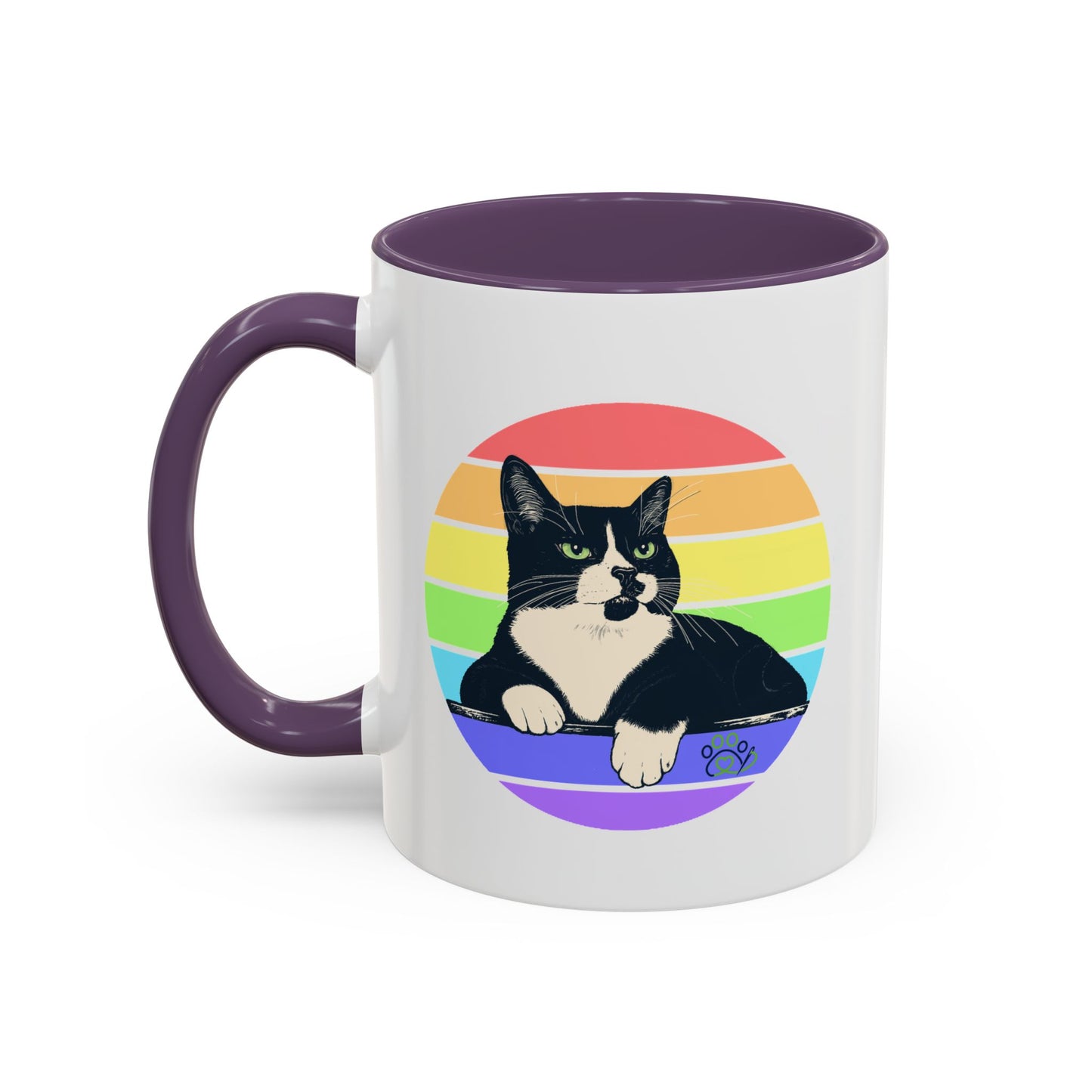 Charlie Tuxedo Cat Rainbow Coffee Mug