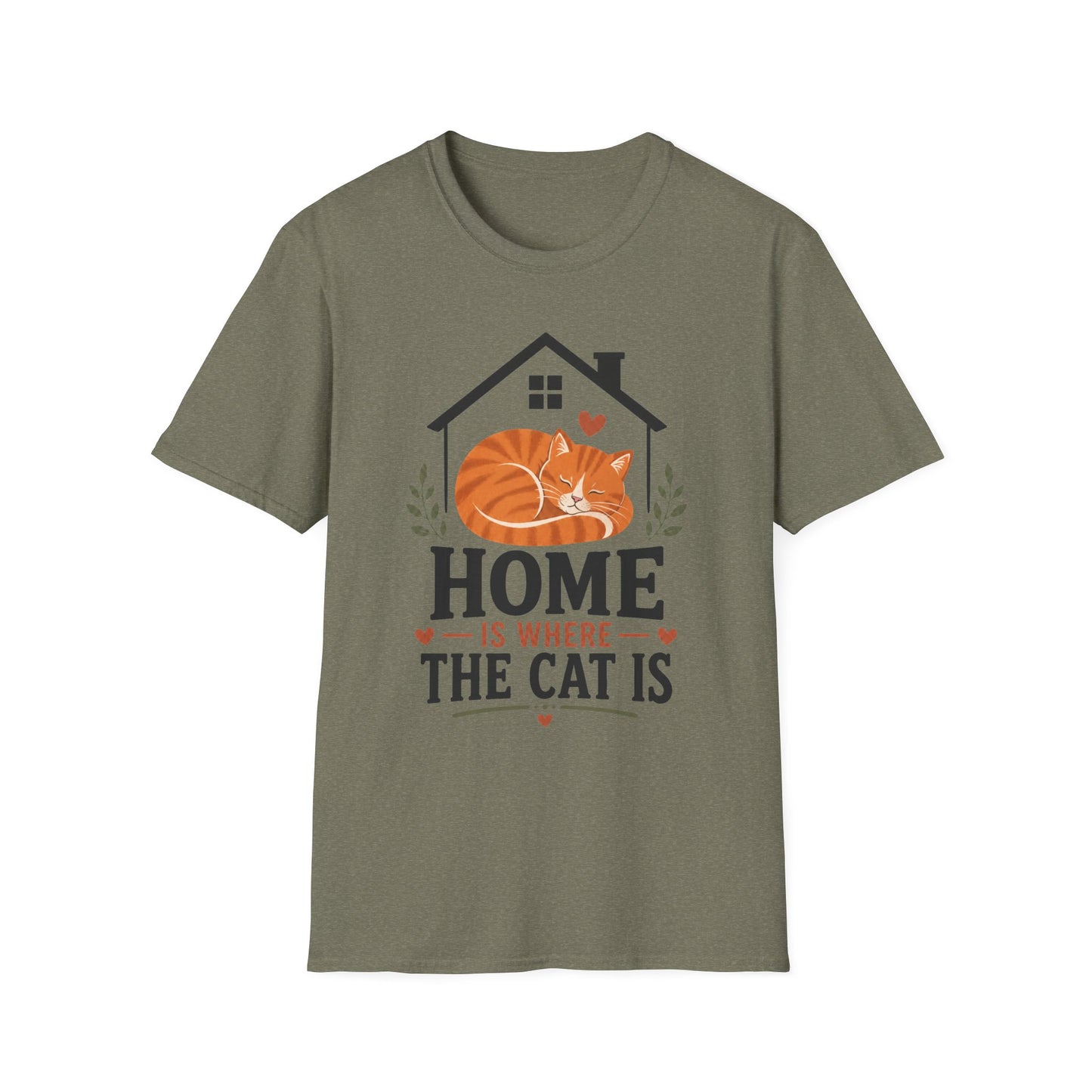 Home Is Where The Cat Is T-Shirt — Cute Orange Cat Pet Lover Tee