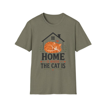 Home Is Where The Cat Is T-Shirt — Cute Orange Cat Pet Lover Tee