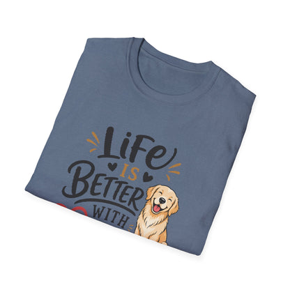 Life Is Better With A Dog T-Shirt – Golden Retriever Dog Lover Tee