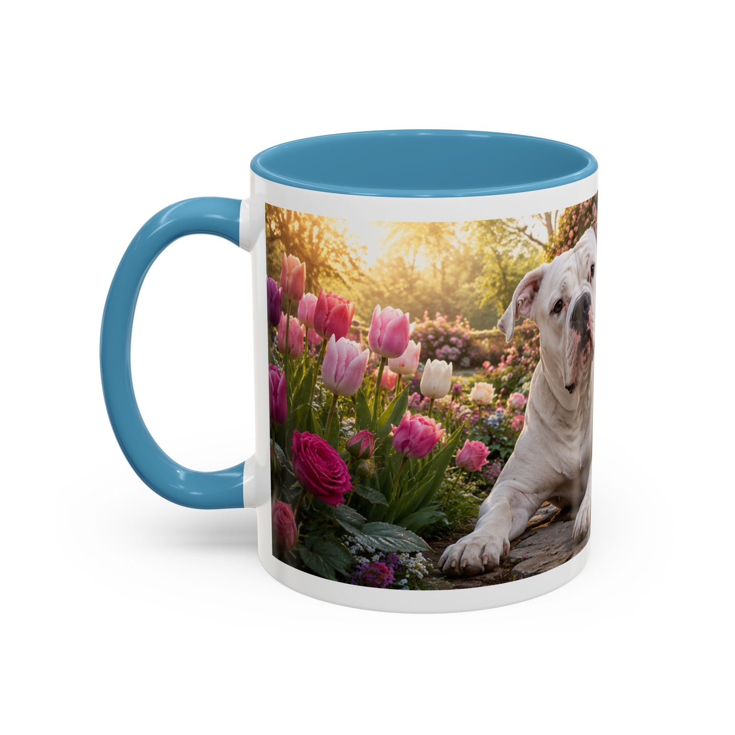 American Bulldog in Rose Garden Coffee Mug (11oz)