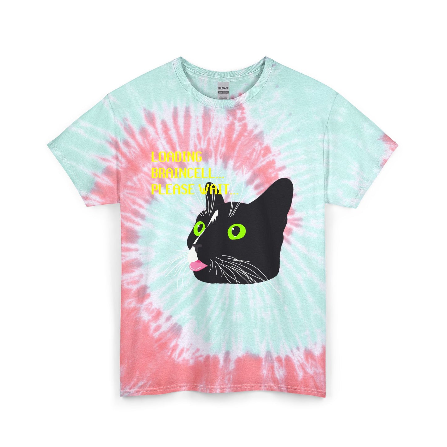 Loading Braincell Please Wait Cat Tie-Dye Tee