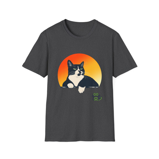Charlie Tuxedo Cat Sunset T-Shirt