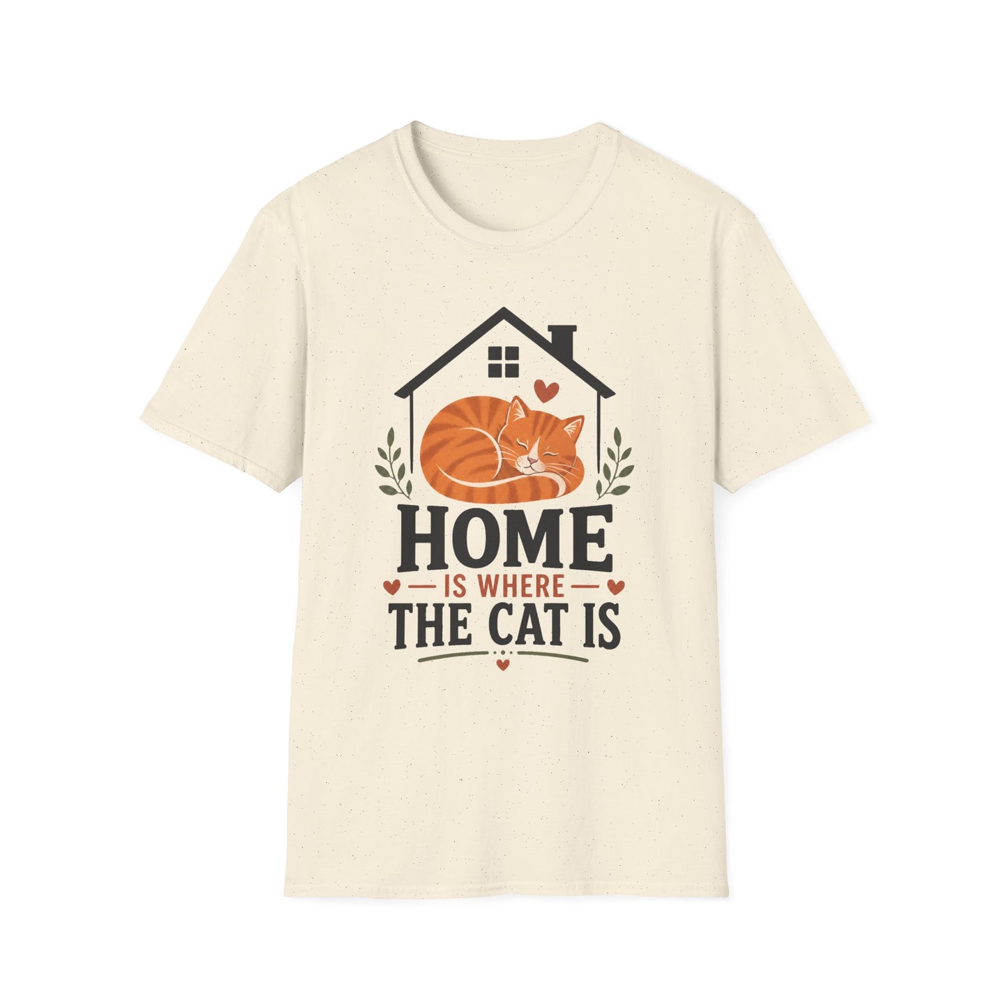 Home Is Where The Cat Is T-Shirt — Cute Orange Cat Pet Lover Tee