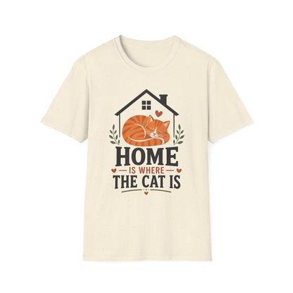 Home Is Where The Cat Is T-Shirt — Cute Orange Cat Pet Lover Tee
