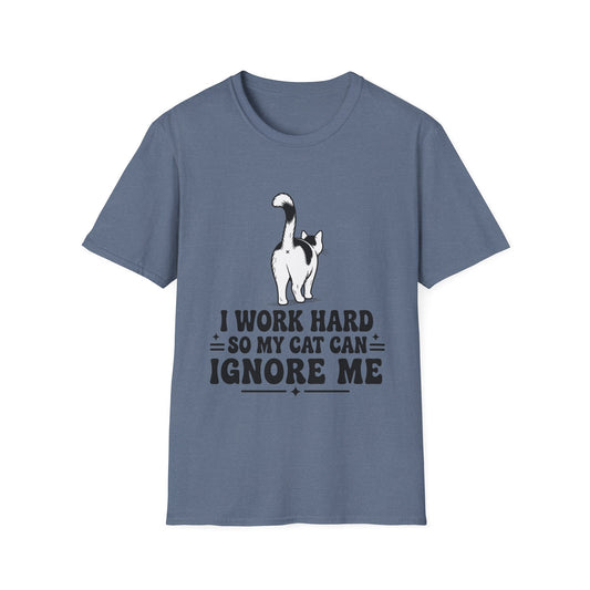 Cow Cat T-Shirt — I Work Hard So My Cat Can Ignore Me