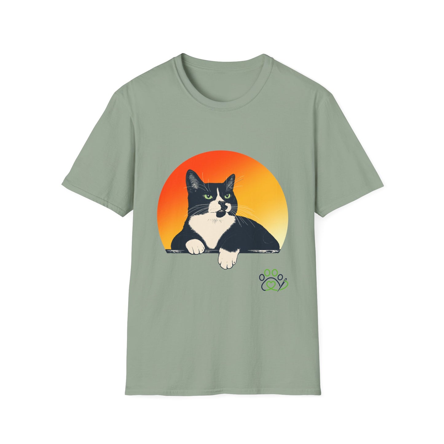 Charlie Tuxedo Cat Sunset T-Shirt