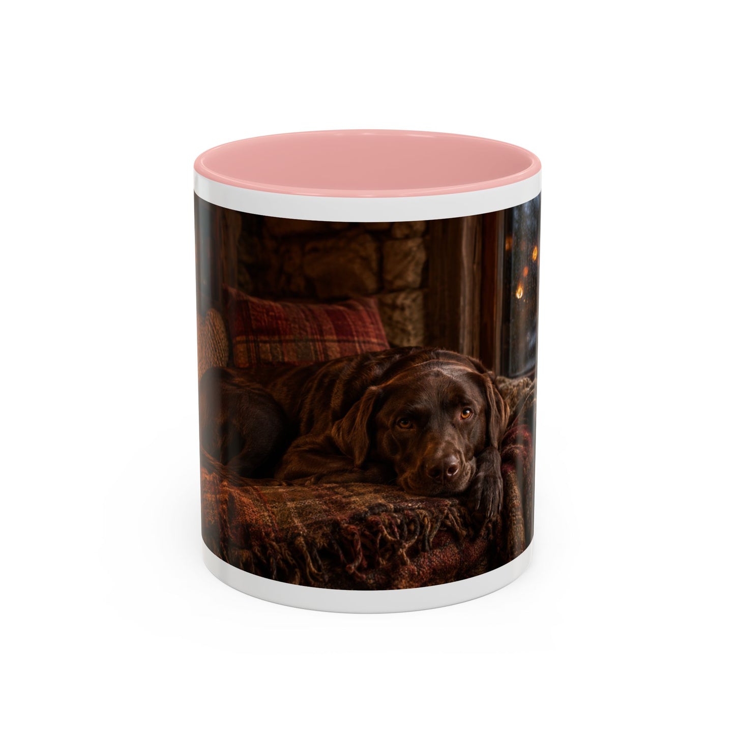 Cozy Winter Cabin Chocolate Lab Coffee Mug (11oz)