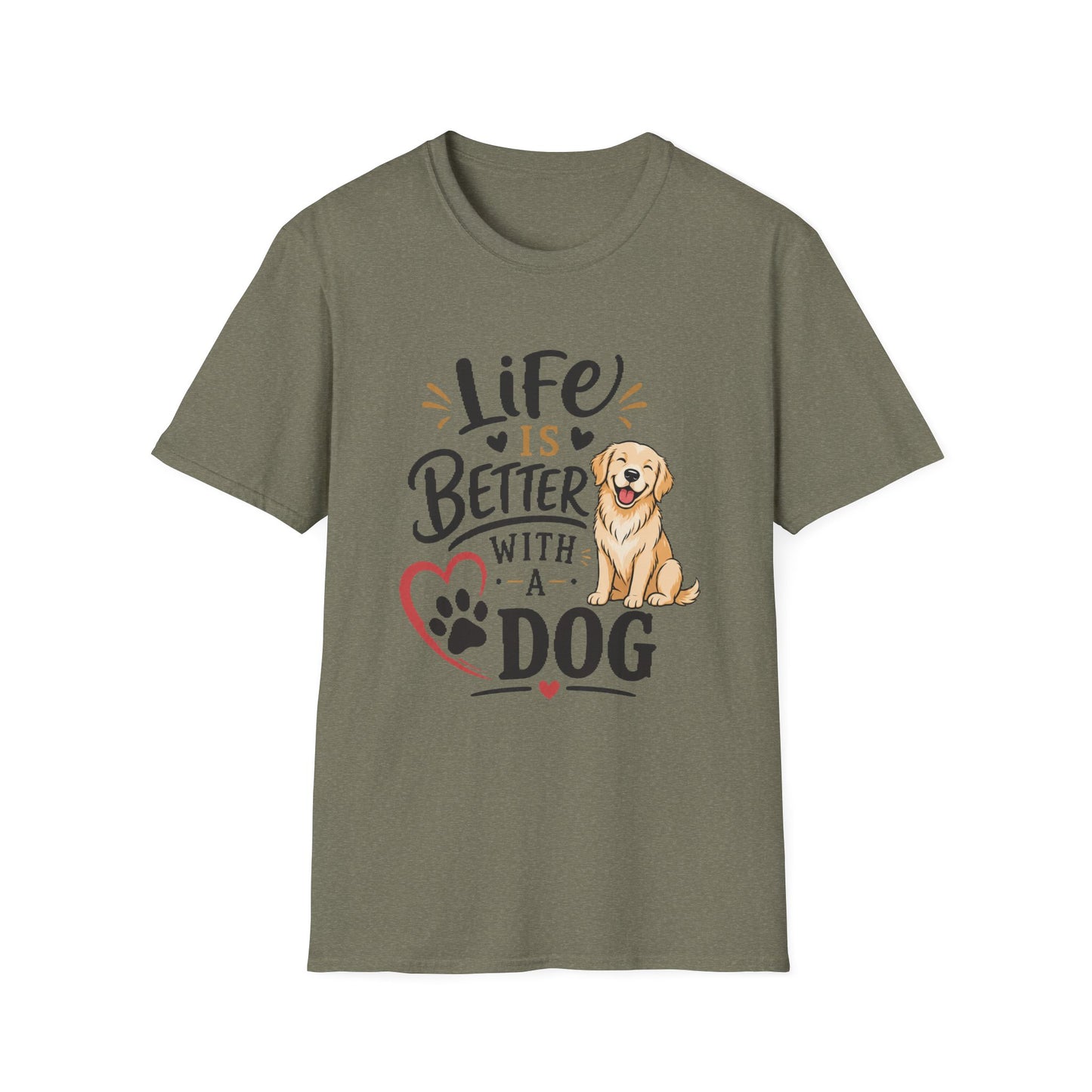 Life Is Better With A Dog T-Shirt – Golden Retriever Dog Lover Tee
