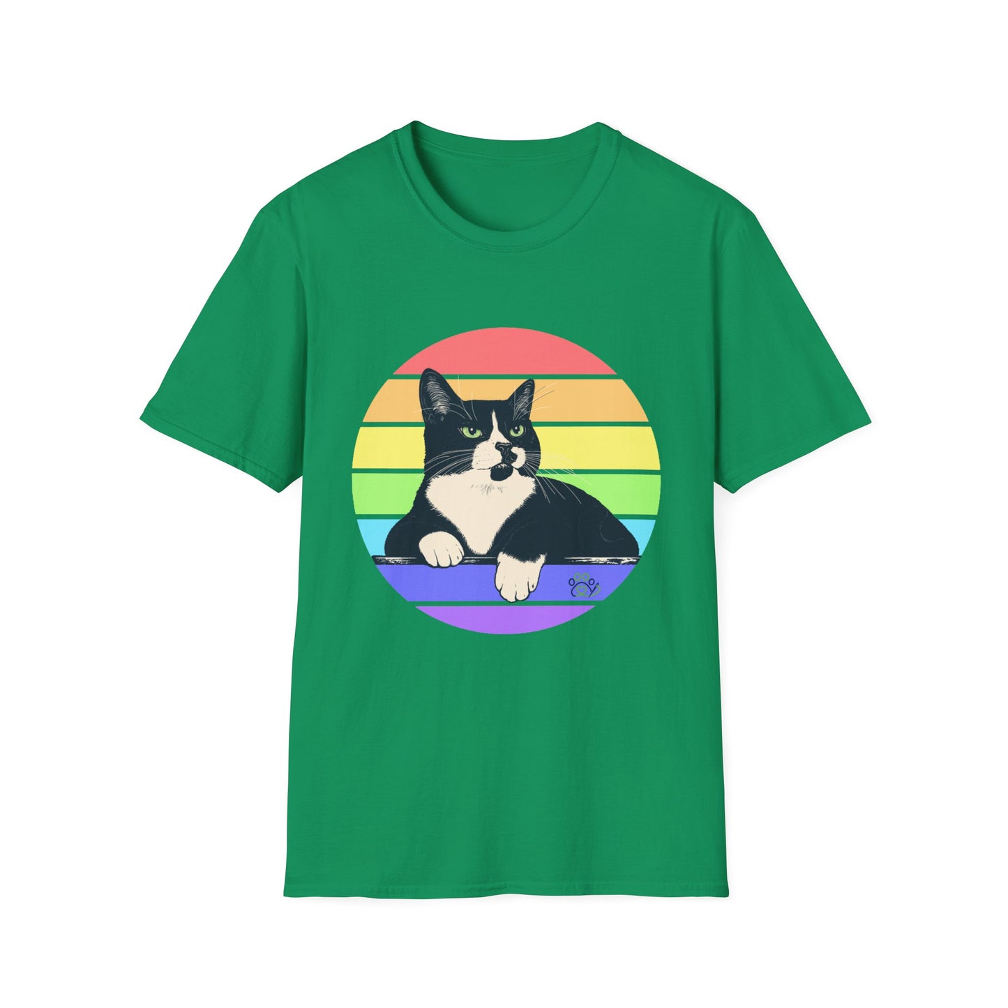 Charlie Tuxedo Cat Rainbow Retro Pride Cat T-Shirt