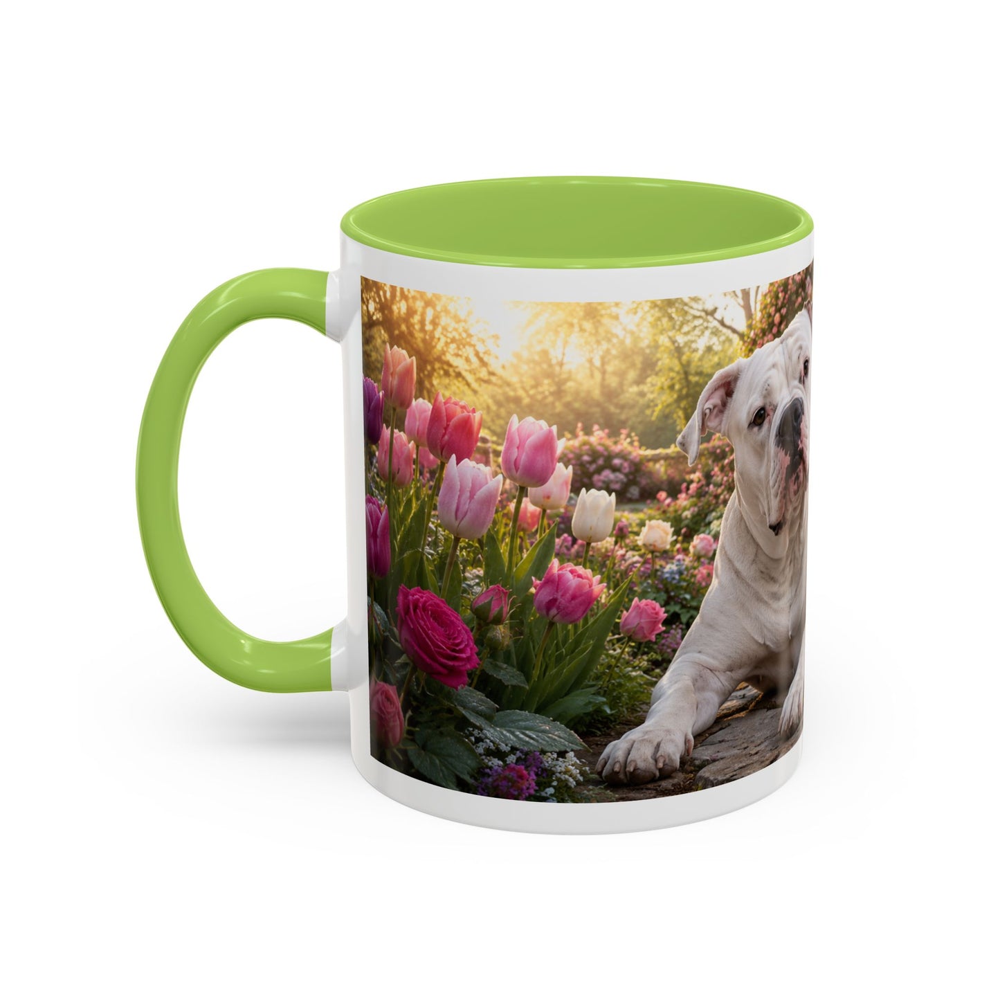 American Bulldog in Rose Garden Coffee Mug (11oz)
