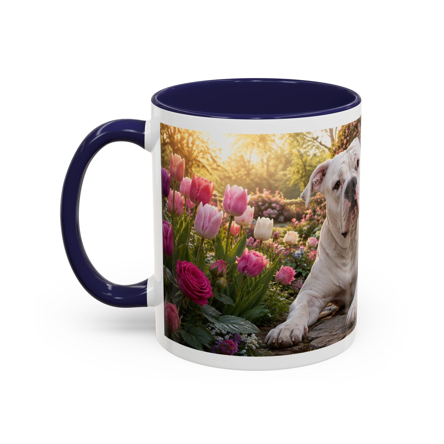 American Bulldog in Rose Garden Coffee Mug (11oz)