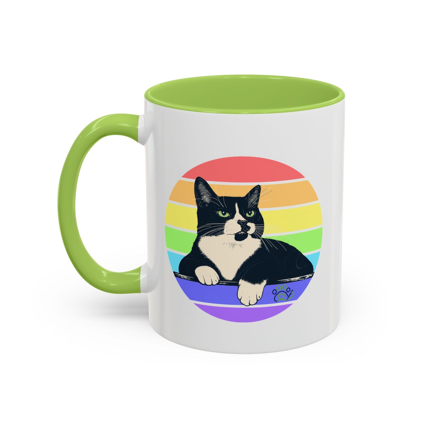 Charlie Tuxedo Cat Rainbow Coffee Mug