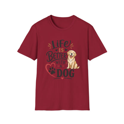 Life Is Better With A Dog T-Shirt – Golden Retriever Dog Lover Tee