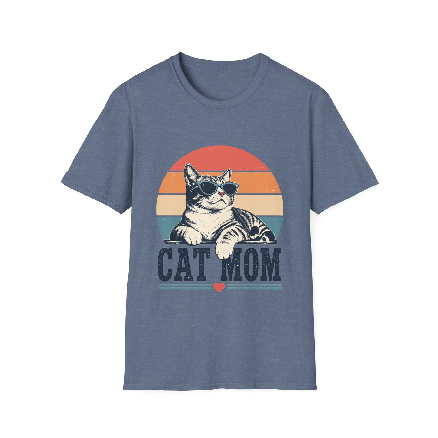Cat Mom T-Shirt – Retro Sunset Cat Graphic Tee for Cat Lovers