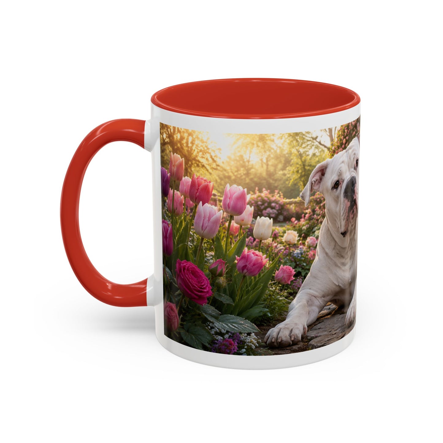 American Bulldog in Rose Garden Coffee Mug (11oz)