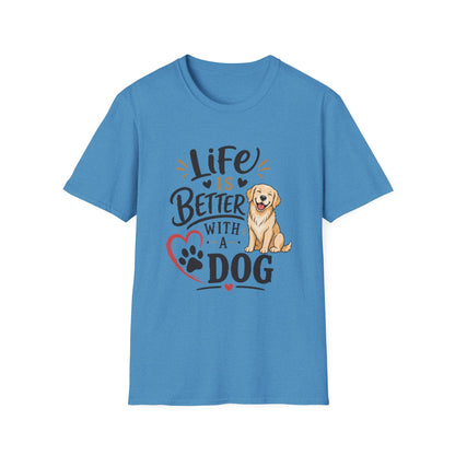 Life Is Better With A Dog T-Shirt – Golden Retriever Dog Lover Tee