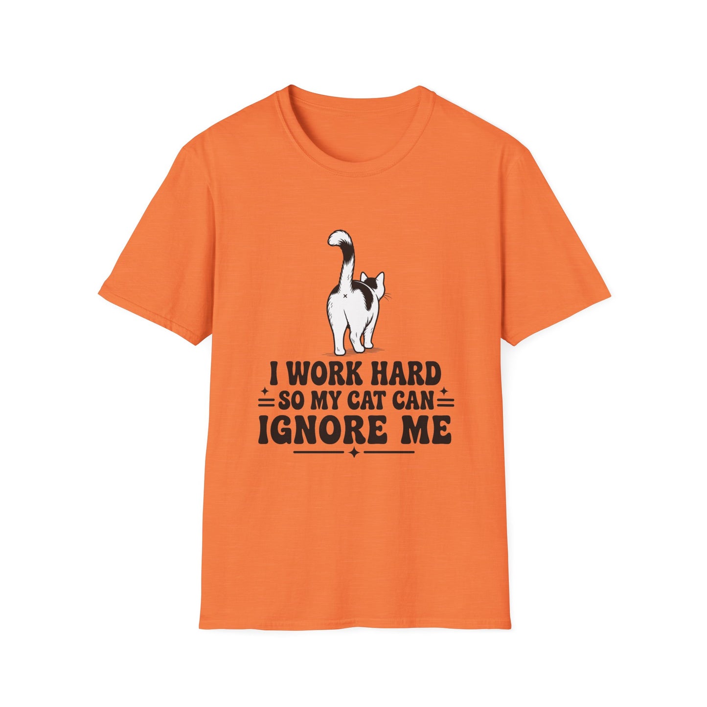 Cow Cat T-Shirt — I Work Hard So My Cat Can Ignore Me