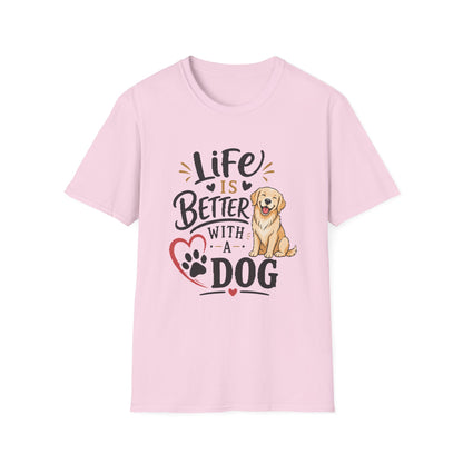 Life Is Better With A Dog T-Shirt – Golden Retriever Dog Lover Tee