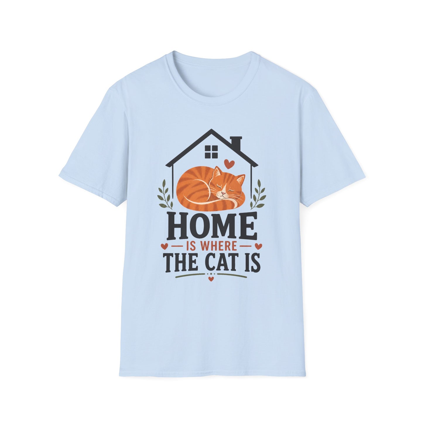 Home Is Where The Cat Is T-Shirt — Cute Orange Cat Pet Lover Tee