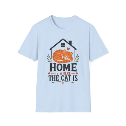 Home Is Where The Cat Is T-Shirt — Cute Orange Cat Pet Lover Tee