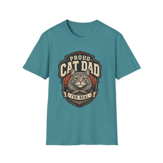 Cat Dad T-Shirt — "Proud Cat Dad Fur Real" Vintage Graphic Tee