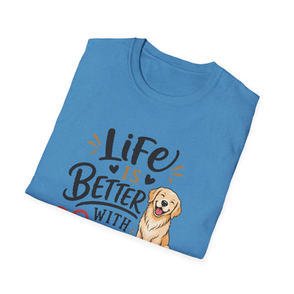 Life Is Better With A Dog T-Shirt – Golden Retriever Dog Lover Tee