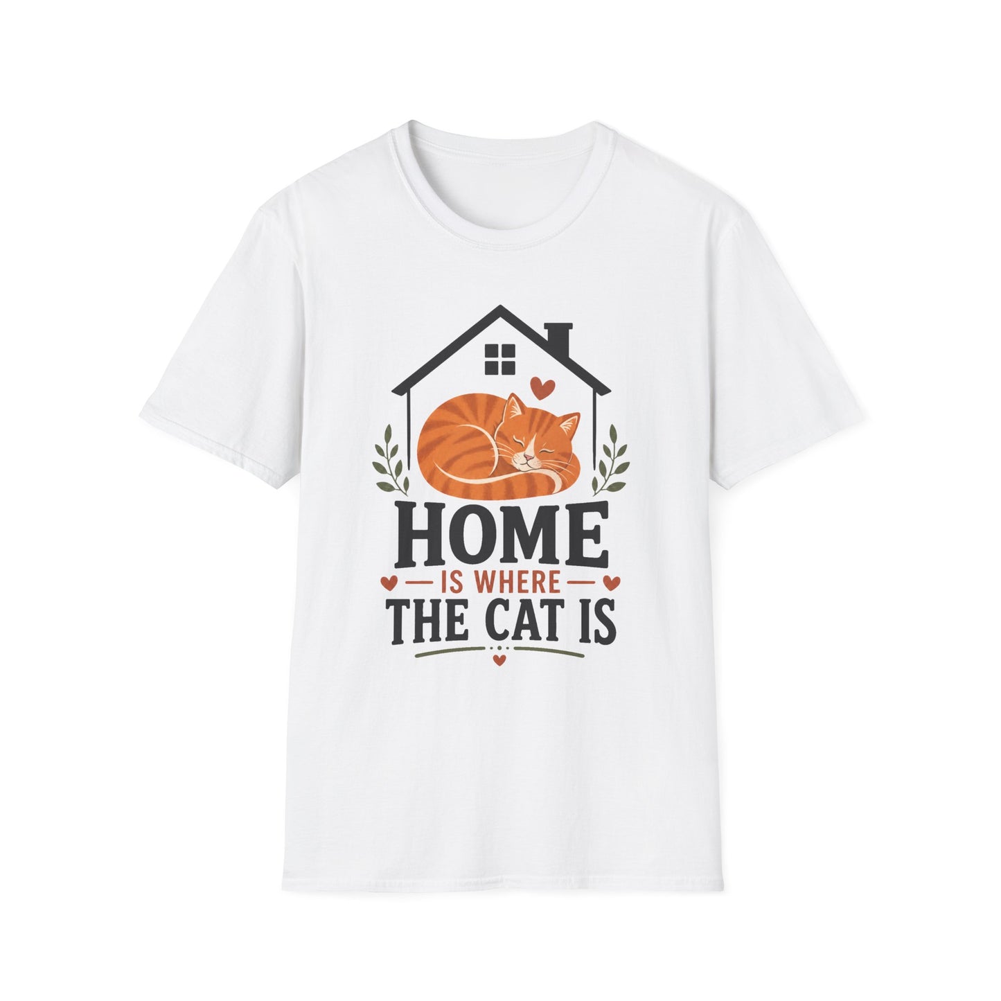 Home Is Where The Cat Is T-Shirt — Cute Orange Cat Pet Lover Tee