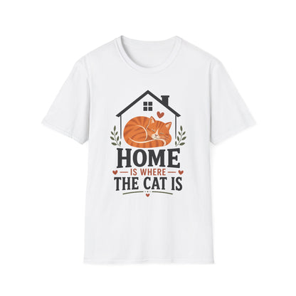 Home Is Where The Cat Is T-Shirt — Cute Orange Cat Pet Lover Tee