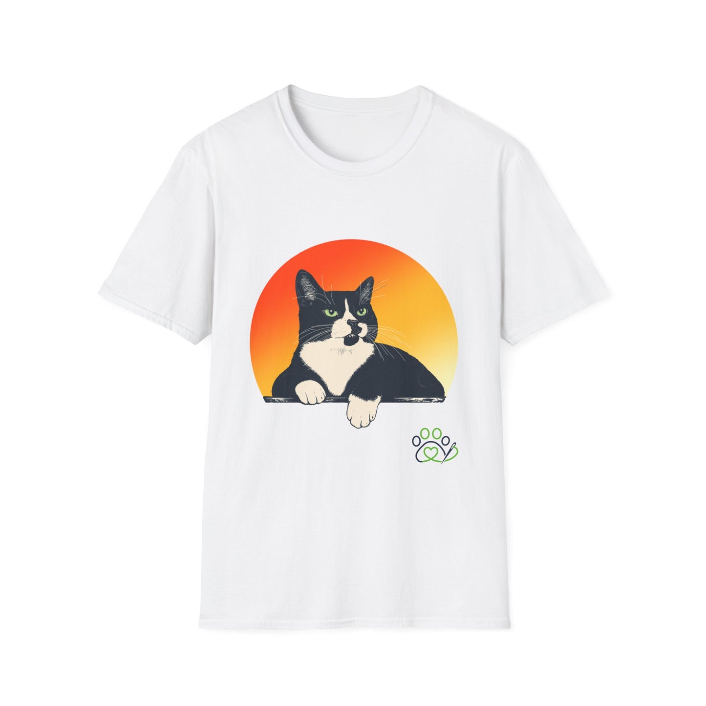 Charlie Tuxedo Cat Sunset T-Shirt
