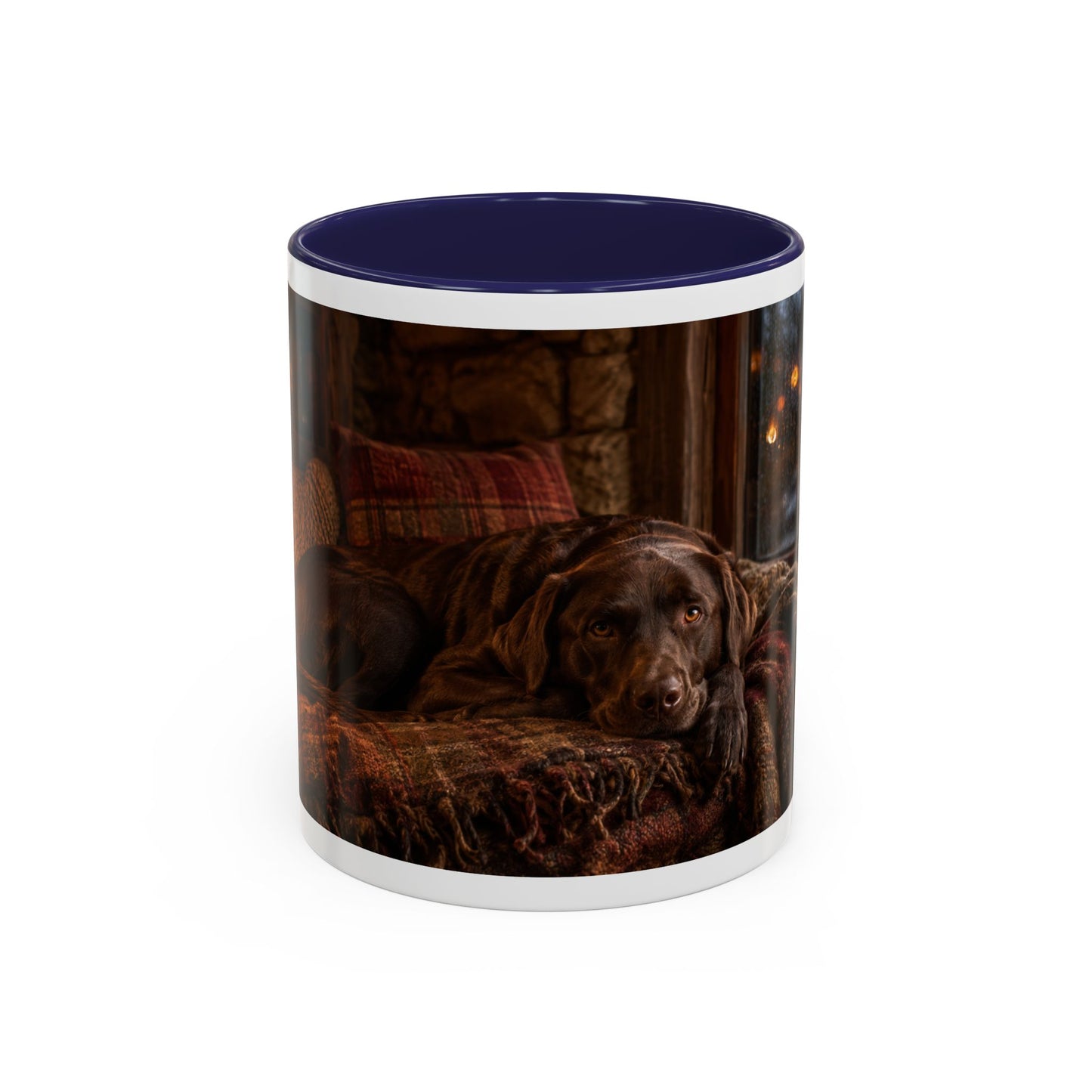 Cozy Winter Cabin Chocolate Lab Coffee Mug (11oz)
