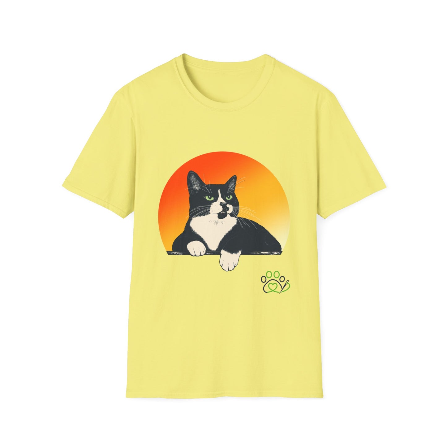 Charlie Tuxedo Cat Sunset T-Shirt