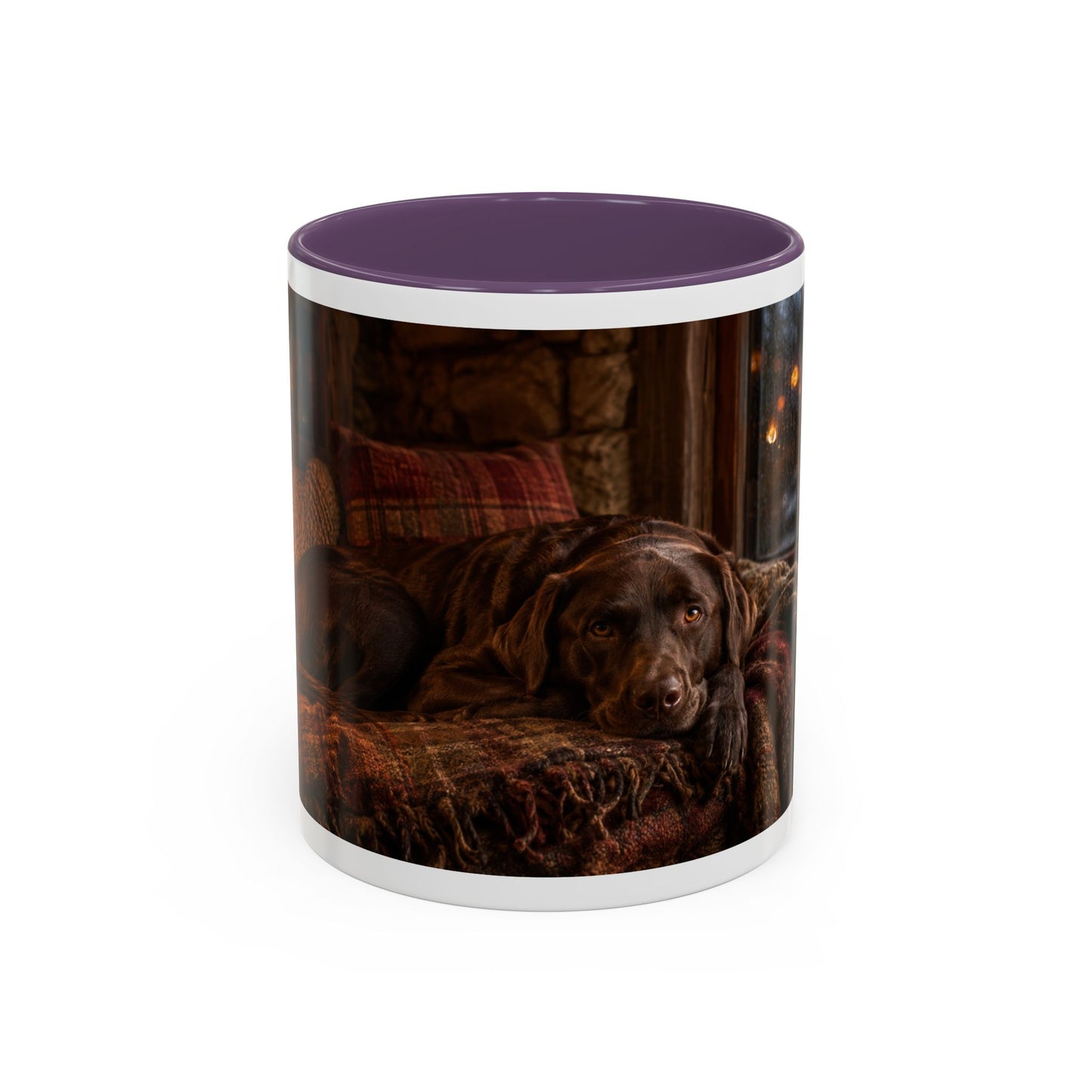Cozy Winter Cabin Chocolate Lab Coffee Mug (11oz)