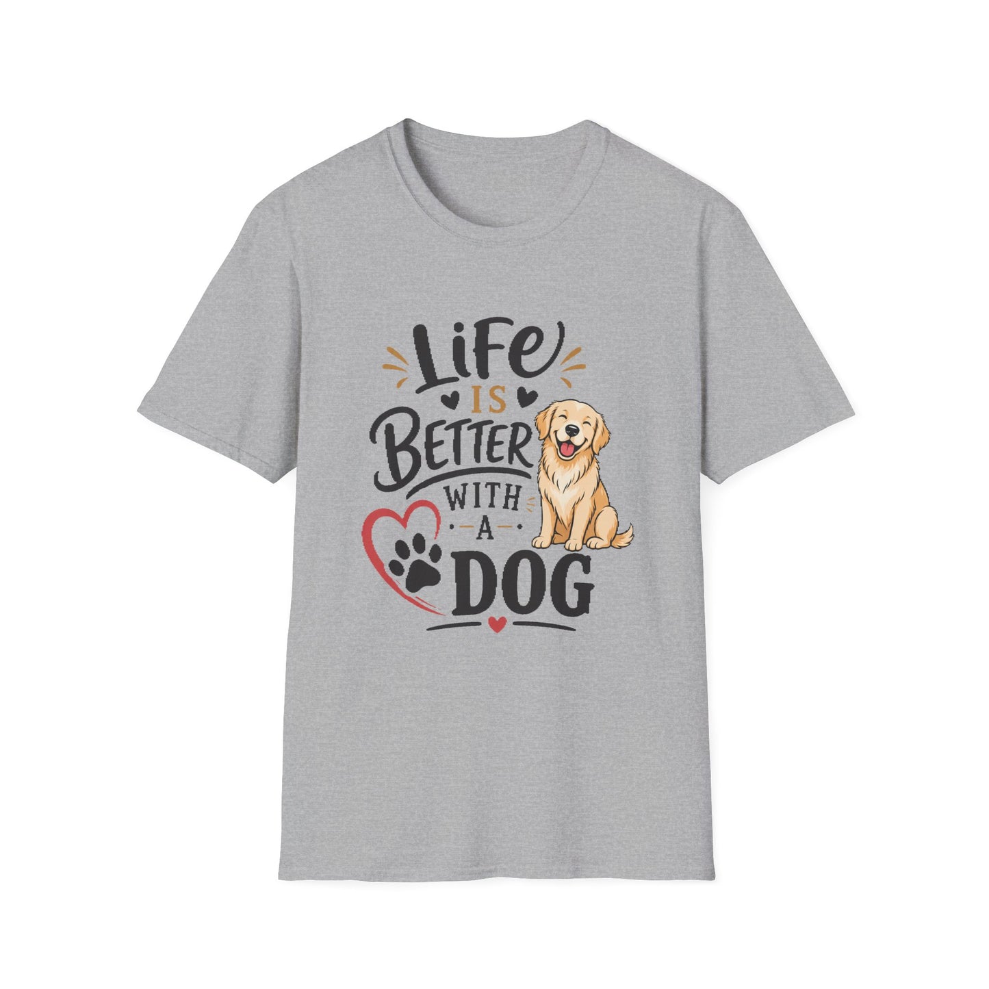 Life Is Better With A Dog T-Shirt – Golden Retriever Dog Lover Tee