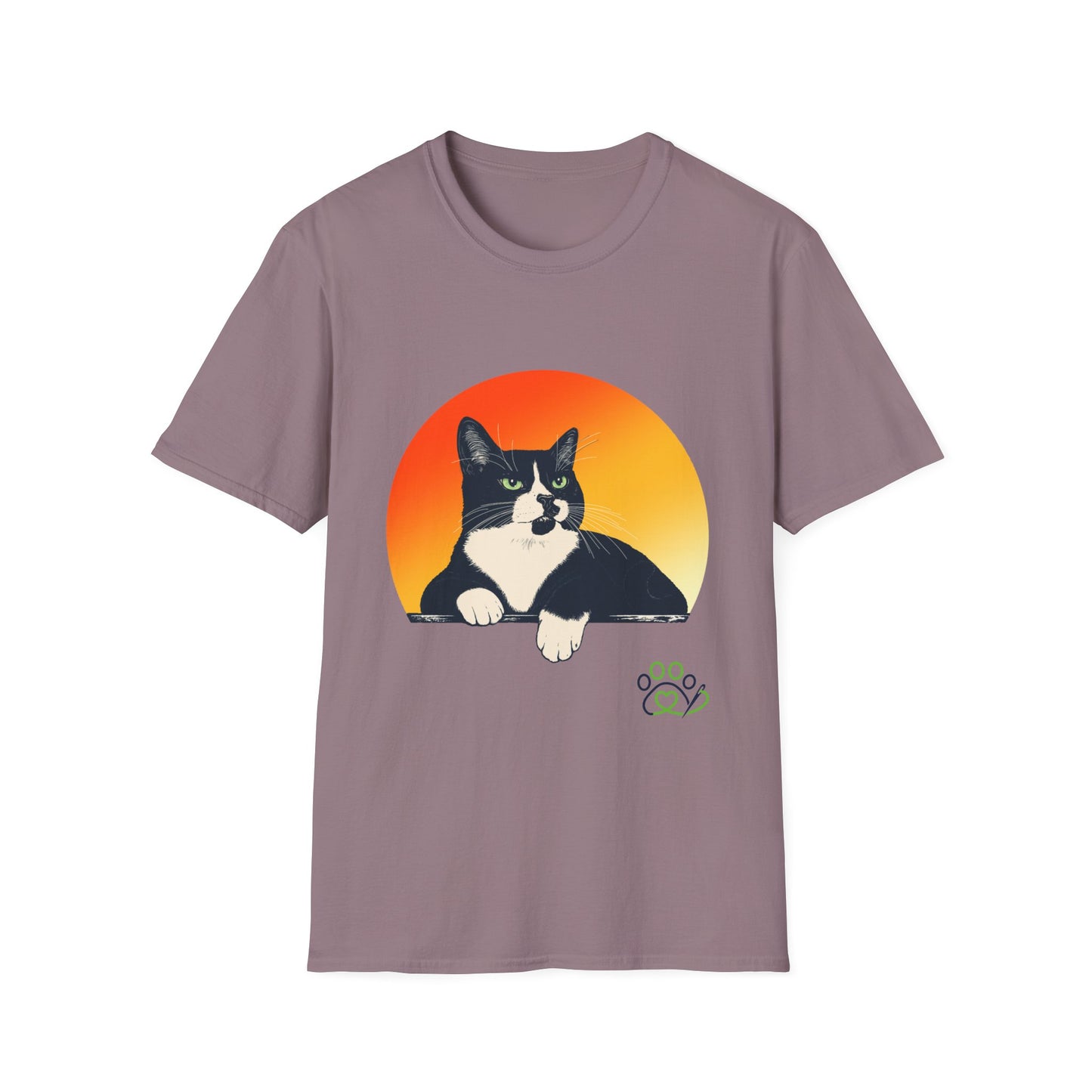 Charlie Tuxedo Cat Sunset T-Shirt
