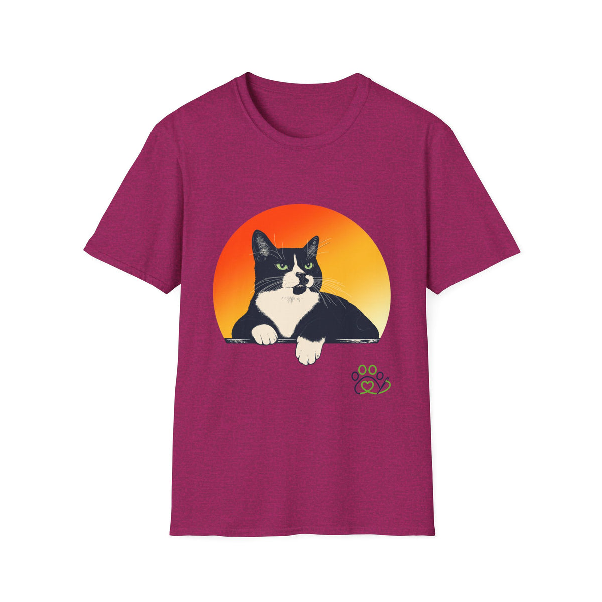 Charlie Tuxedo Cat Sunset T-Shirt