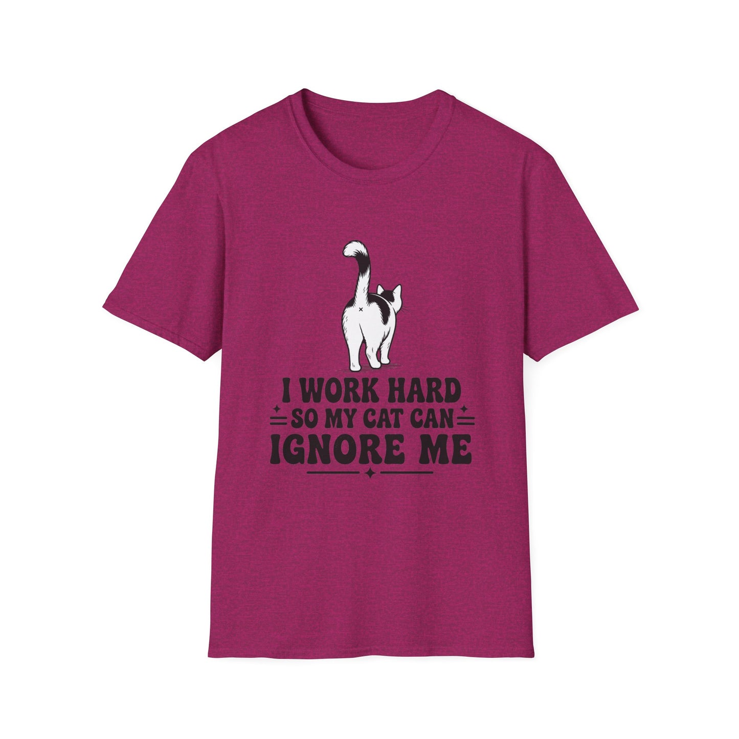Cow Cat T-Shirt — I Work Hard So My Cat Can Ignore Me