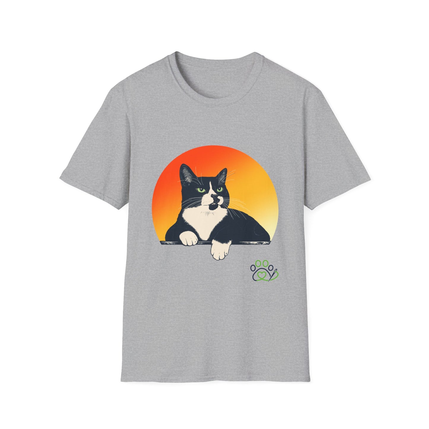 Charlie Tuxedo Cat Sunset T-Shirt