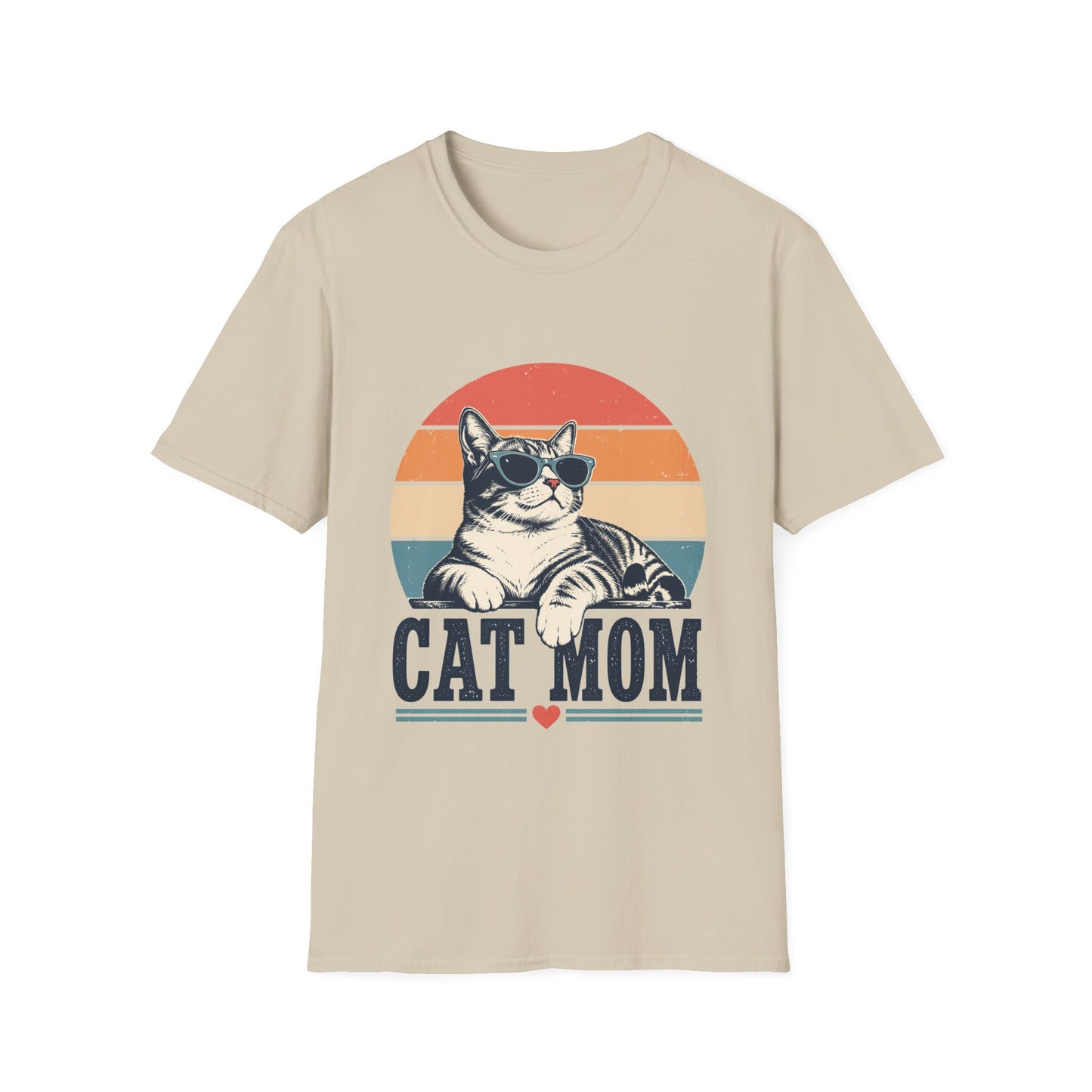 Cat Mom T-Shirt – Retro Sunset Cat Graphic Tee for Cat Lovers