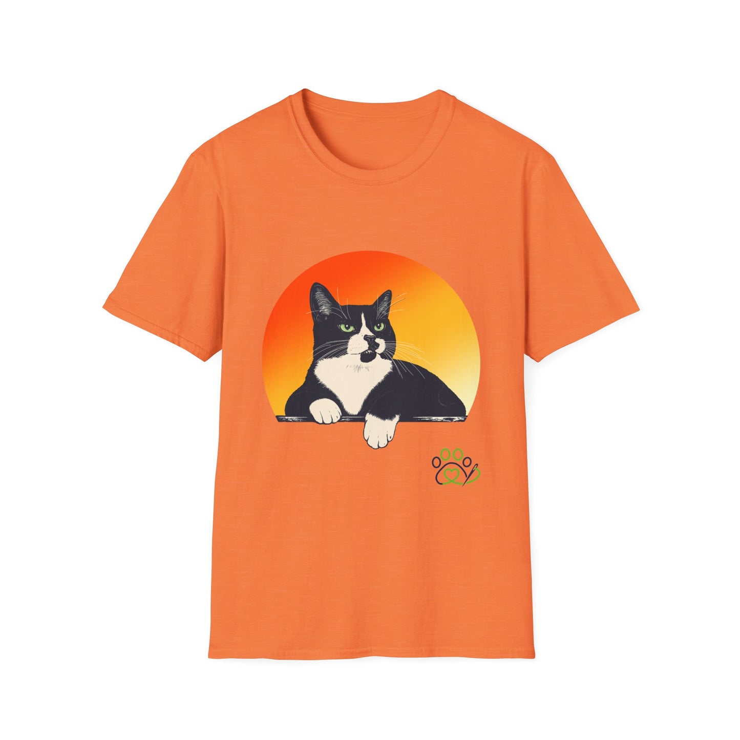 Charlie Tuxedo Cat Sunset T-Shirt