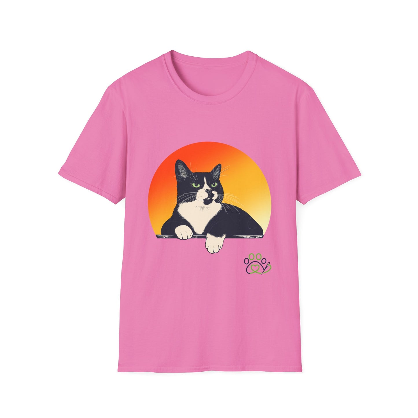 Charlie Tuxedo Cat Sunset T-Shirt