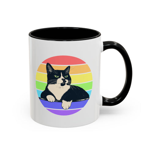 Charlie Tuxedo Cat Rainbow Coffee Mug