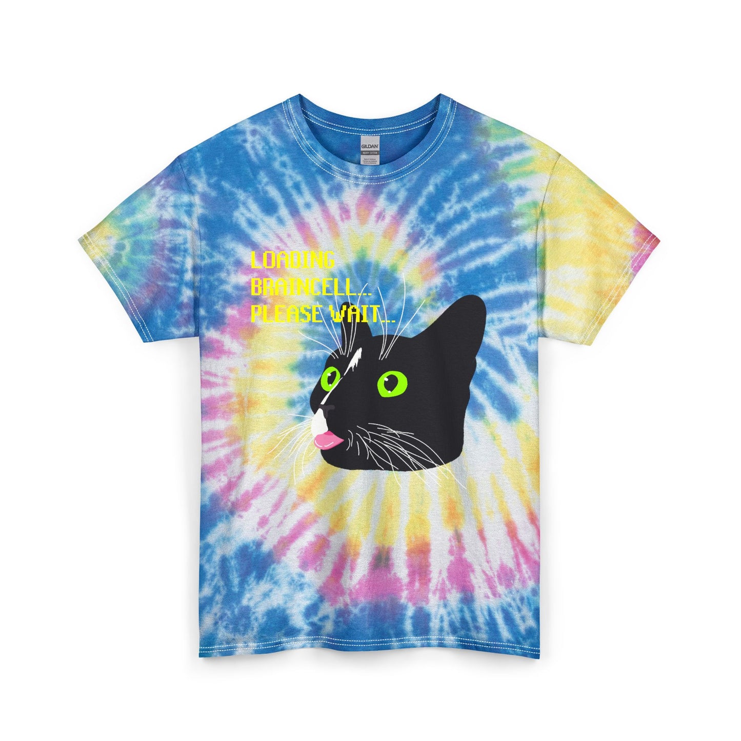 Loading Braincell Please Wait Cat Tie-Dye Tee