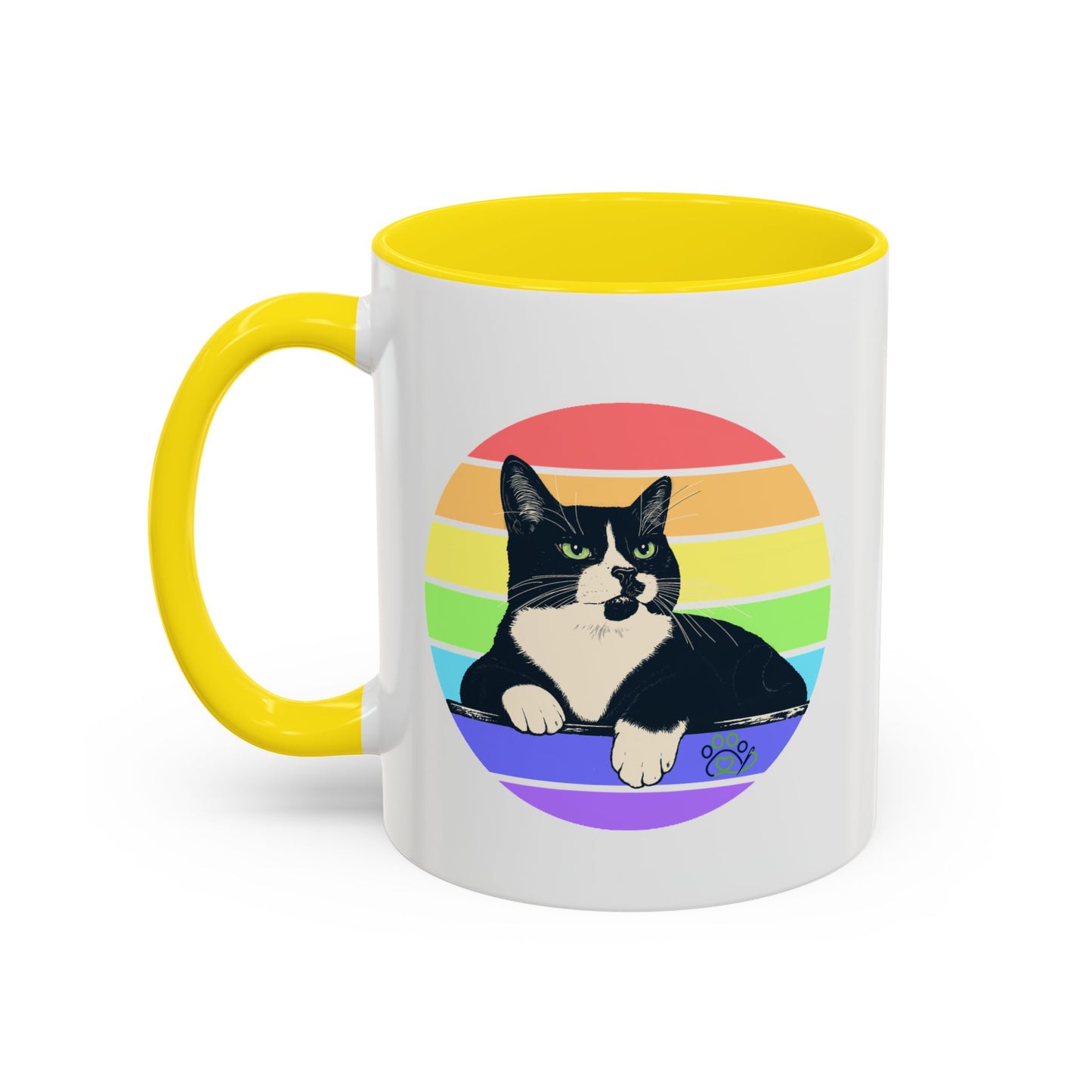 Charlie Tuxedo Cat Rainbow Coffee Mug