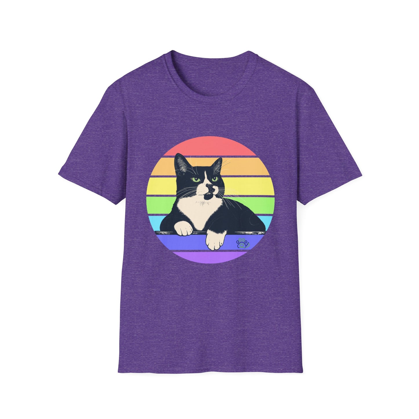 Charlie Tuxedo Cat Rainbow Retro Pride Cat T-Shirt