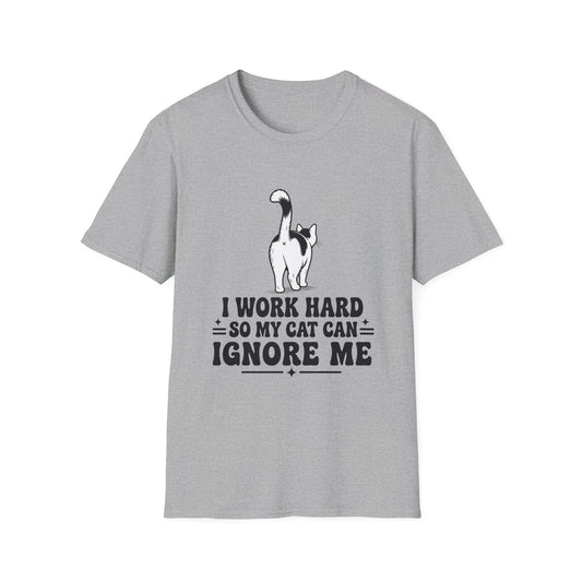 Cow Cat T-Shirt — I Work Hard So My Cat Can Ignore Me