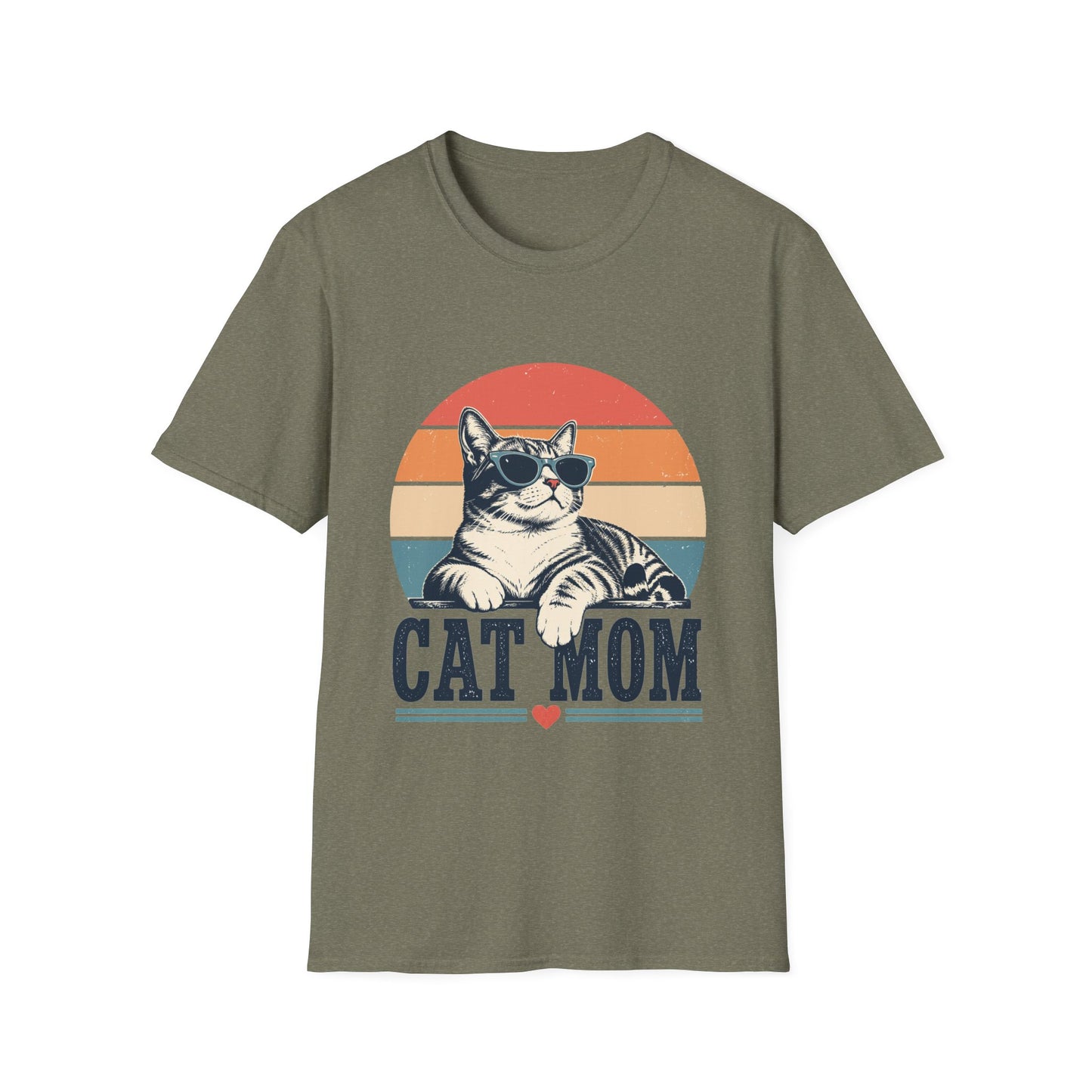 Cat Mom T-Shirt – Retro Sunset Cat Graphic Tee for Cat Lovers