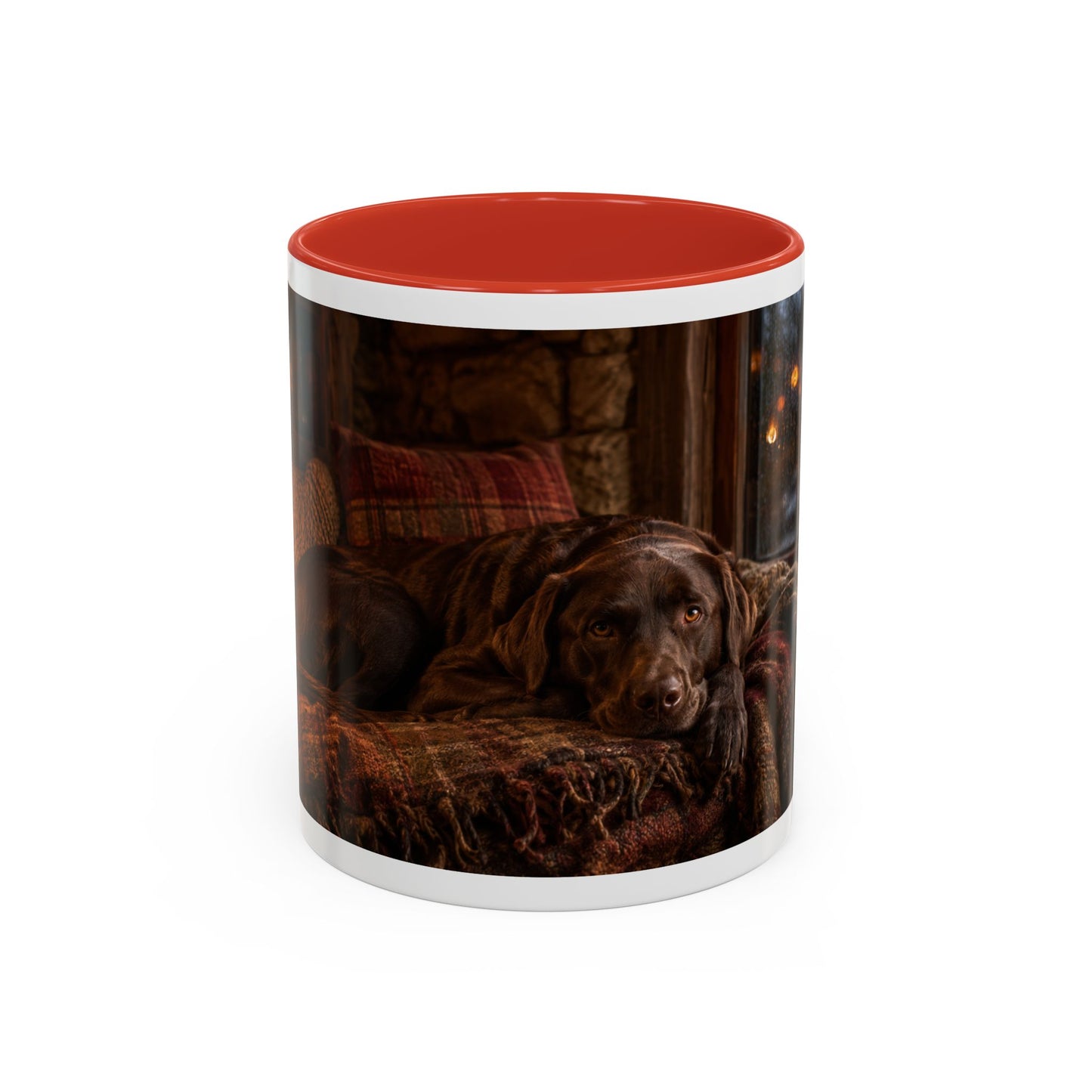 Cozy Winter Cabin Chocolate Lab Coffee Mug (11oz)